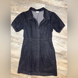 Le Lis Charcoal Button-Up Mini Dress